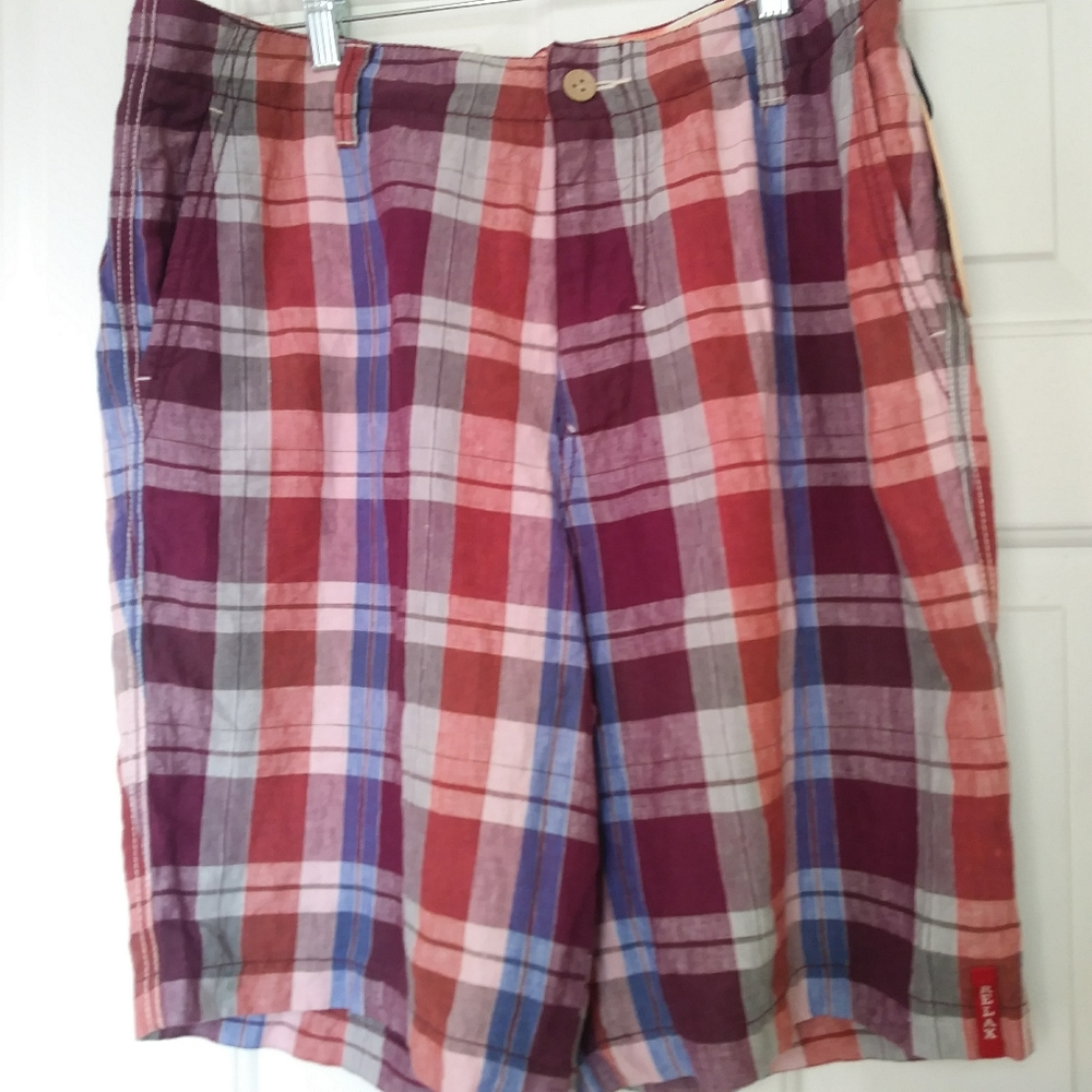 Tommy Bahama Relax Linen Plaid Shorts